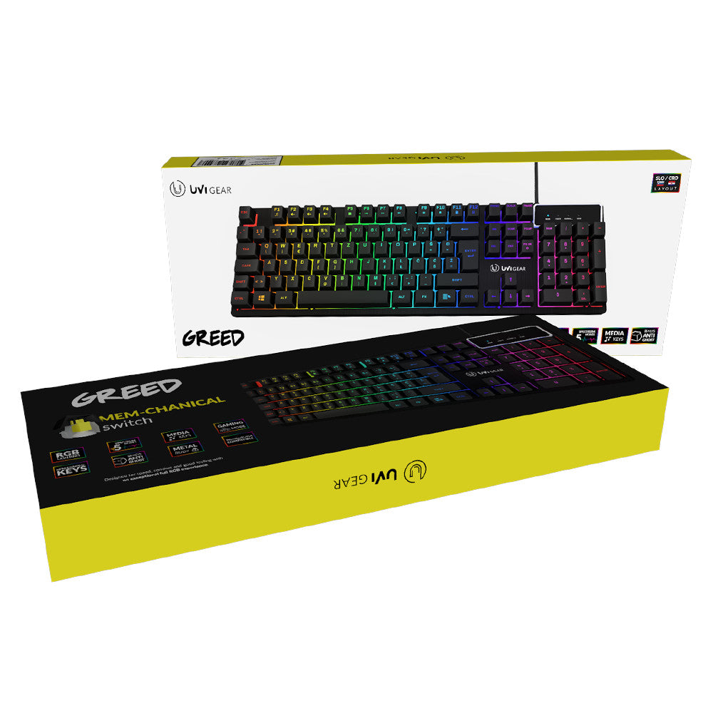Tipkovnica UVI GREED, Mem-chanical Switch, RGB, USB, SLO